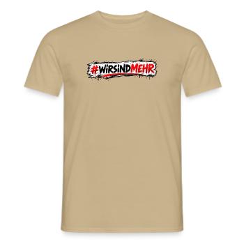 #WIRSINDMEHR Graffiti Protest - Männer T-Shirt - Sandbeige - Vorne - AI Model Male 178 light (178cm)