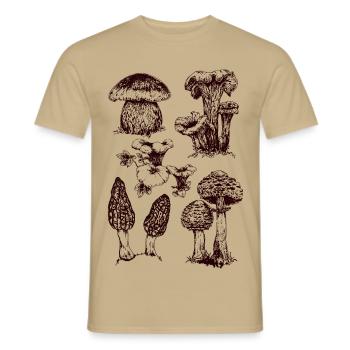 Champignons - Männer T-Shirt - Sandbeige - Vorne - AI Model Male 178 light (178cm)