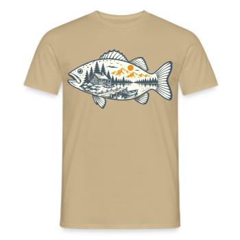 Vintage-Fischen - Männer T-Shirt - Sandbeige - Vorne - AI Model Male 178 light (178cm)