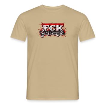 FCK Bassline Noten Splash - Männer T-Shirt - Sandbeige - Vorne - AI Model Male 178 light (178cm)