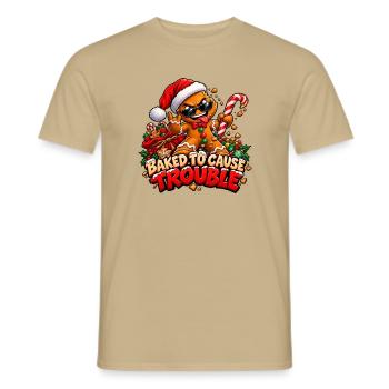 Lebkuchen-Bully – Weihnachts-Unruhestifter - Männer T-Shirt - Sandbeige - Vorne - AI Model Male 178 light (178cm)
