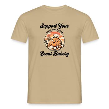 Support your local bakery - Männer T-Shirt - Sandbeige - Vorne - AI Model Male 178 light (178cm)