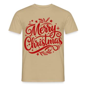 Frohe Weihnachten - Männer T-Shirt - Sandbeige - Vorne - AI Model Male 178 light (178cm)