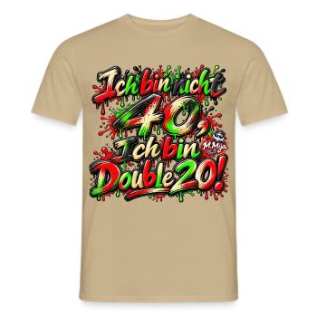 Ich_bin_nicht_40-_- - Männer T-Shirt - Sandbeige - Vorne - AI Model Male 178 light (178cm)