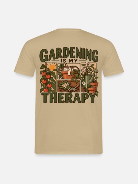 Gardening Is My Therapy - Männer T-Shirt - Sandbeige