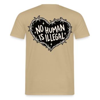 No Human Is Illegal - Männer T-Shirt - Sandbeige - Hinten - AI Model Male 178 light (178cm)