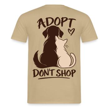 Adopt Don’t Shop Dog & Cat - Männer T-Shirt - Sandbeige - Hinten - AI Model Male 178 light (178cm)