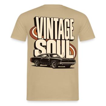 Vintage Soul Classic Car - Männer T-Shirt - Sandbeige - Hinten - AI Model Male 178 light (178cm)