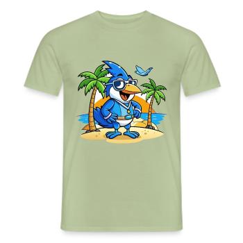 Blue Jay Lustige Cartoon Sommer Strand Sonnenbrille - Männer T-Shirt - Sage - Vorne - AI Model Male 178 light (178cm)