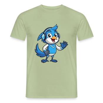 Blue Jay Lustige Cartoon Figur Kopfhörer Musik - Männer T-Shirt - Sage - Vorne - AI Model Male 178 light (178cm)