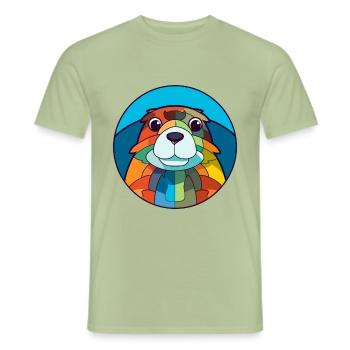 Gopher Buntglas Bunte Karikatur Kawaii Anima - Männer T-Shirt - Sage - Vorne - AI Model Male 178 light (178cm)