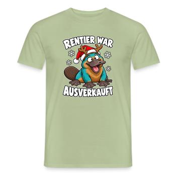 Rentier war ausverkauft Weihnachten - Männer T-Shirt - Sage - Vorne - AI Model Male 178 light (178cm)