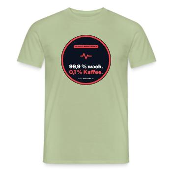 99,9 % Wach. 0,1 % Kaffee. Admin Shirt - Männer T-Shirt - Sage - Vorne - AI Model Male 178 light (178cm)