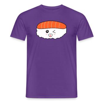 kawaii food, japanese cuisine, japanese fish - Men's T-Shirt - purple - Front - AI Model Male 178 light (178cm)