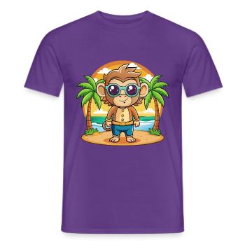Affe Lustige Cartoon Sommer Strand Sonnenbrille - Männer T-Shirt - Lila - Vorne - AI Model Male 178 light (178cm)
