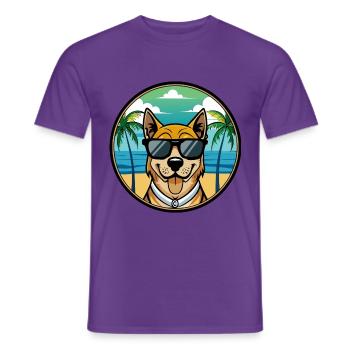 Cao De Castro Laboreiro Hunderasse Cartoon Strand - Männer T-Shirt - Lila - Vorne - AI Model Male 178 light (178cm)