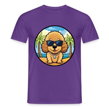 Spielzeug Pudel Hund Rasse Cartoon Sonnenbrille Strand - Männer T-Shirt - Lila - Vorne - AI Model Male 178 light (178cm)