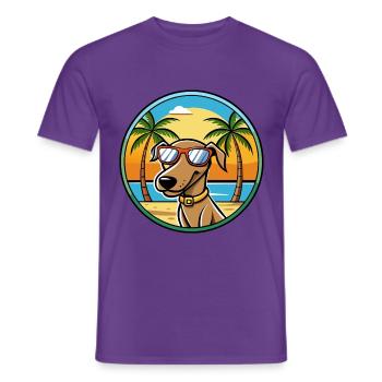 Plott Hound Hund Rasse Cartoon Sonnenbrille Strand - Männer T-Shirt - Lila - Vorne - AI Model Male 178 light (178cm)