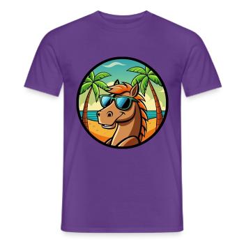 Cheval Drôle Dessin Animé Plage D’été Lunettes De Soleil Cool - T-shirt homme - violet - Devant - AI Model Male 178 light (178cm)