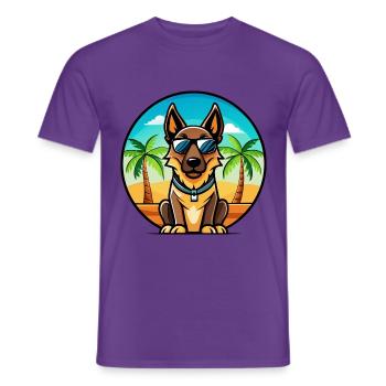 Belgian Malinois Dog Breed Cartoon Sunglass Beach - Men's T-Shirt - purple - Front - AI Model Male 178 light (178cm)