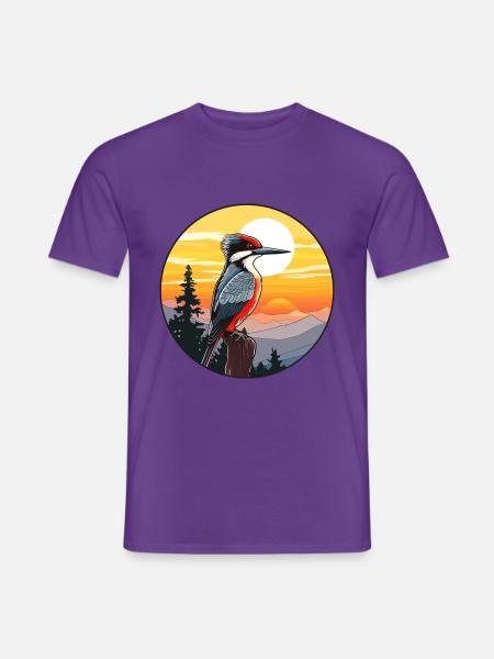 Specht bunte Aquarell-Karikatur Kawaii Haustier - Männer T-Shirt - Lila