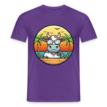Kuh Lustige Cartoon Sommer Strand Sonnenbrille Aufkleber - Männer T-Shirt - Lila - Vorne - AI Model Male 178 light (178cm)