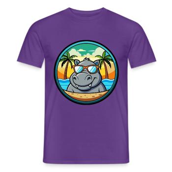 Nilpferd Lustige Cartoon Sommer Strand Sonnenbrille Cool - Männer T-Shirt - Lila - Vorne - AI Model Male 178 light (178cm)