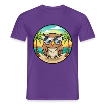 Eule Lustige Cartoon Sommer Strand Sonnenbrille Aufkleber - Männer T-Shirt - Lila - Vorne - AI Model Male 178 light (178cm)