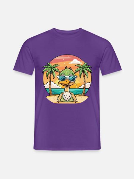 Strauß lustige Cartoon Sommer Strand Sonnenbrille - Männer T-Shirt - Lila