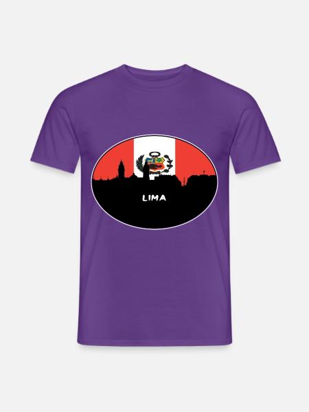 Lima-Peru-Flaggen-Skyline-Schattenbild-Reise - Männer T-Shirt - Lila