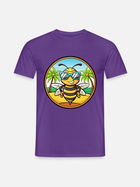Biene Lustige Cartoon Sommer Strand Sonnenbrille Aufkleber - Männer T-Shirt - Lila