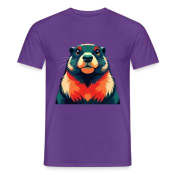 Murmeltier Cartoon Figur Buntes Haustier Tier - Männer T-Shirt - Lila - Vorne - AI Model Male 178 light (178cm)