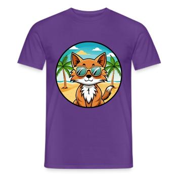 Somali Katzenrasse Cartoon Kawaii Sonnenbrille Strand - Männer T-Shirt - Lila - Vorne - AI Model Male 178 light (178cm)