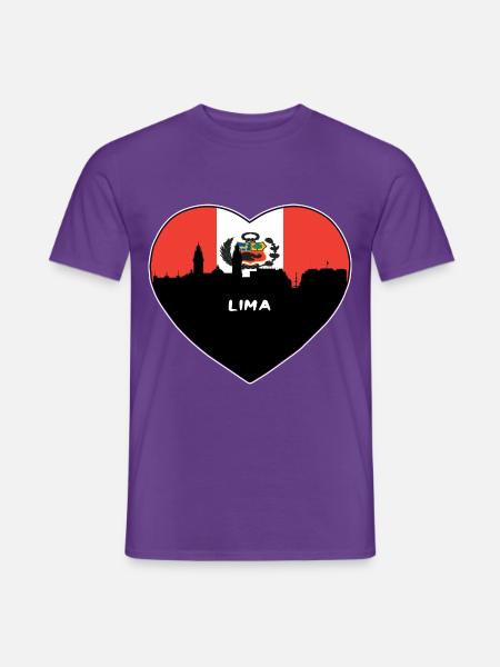 Lima Peru Flagge Skyline Reise Souvenir - Männer T-Shirt - Lila