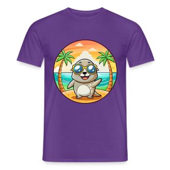 Lunettes de soleil de plage d’été de dessin animé drôle de phoque - T-shirt homme - violet - Devant - AI Model Male 178 light (178cm)