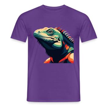 Leguan Cartoon Figur Buntes Haustier Tier - Männer T-Shirt - Lila - Vorne - AI Model Male 178 light (178cm)