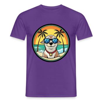 Seskar phoque chien race dessin animé lunettes de soleil plage - T-shirt homme - violet - Devant - AI Model Male 178 light (178cm)