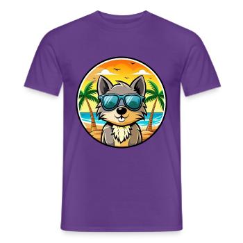 Schipperke Hunderasse Cartoon Sonnenbrille Strand - Männer T-Shirt - Lila - Vorne - AI Model Male 178 light (178cm)