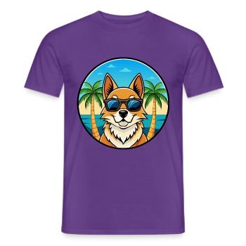 Nordic Spitz Hunderasse Cartoon Sonnenbrille Strand - Männer T-Shirt - Lila - Vorne - AI Model Male 178 light (178cm)