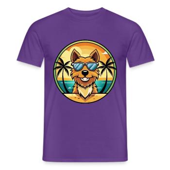 Jagdterrier Hunderasse Cartoon Sonnenbrille Strand - Männer T-Shirt - Lila - Vorne - AI Model Male 178 light (178cm)