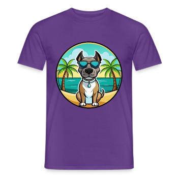 Deutsche Dogge Hunderasse Cartoon Sonnenbrille Strand - Männer T-Shirt - Lila - Vorne - AI Model Male 178 light (178cm)