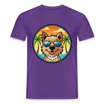 Lucas Terrier Hunderasse Cartoon Sonnenbrille Strand - Männer T-Shirt - Lila - Vorne - AI Model Male 178 light (178cm)