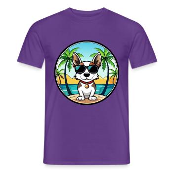 Rat Terrier Hund Rasse Cartoon Sonnenbrille Strand - Männer T-Shirt - Lila - Vorne - AI Model Male 178 light (178cm)