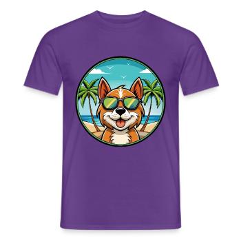Portugiesisch Podengo Pequeno Hunderasse Cartoon Strand - Männer T-Shirt - Lila - Vorne - AI Model Male 178 light (178cm)