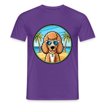 Pudel Hund Rasse Cartoon Sonnenbrille Strand - Männer T-Shirt - Lila - Vorne - AI Model Male 178 light (178cm)