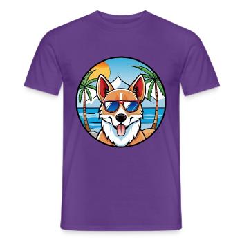 Norwegische Lundehund Hunderasse Cartoon Sonnenbrille - Männer T-Shirt - Lila - Vorne - AI Model Male 178 light (178cm)