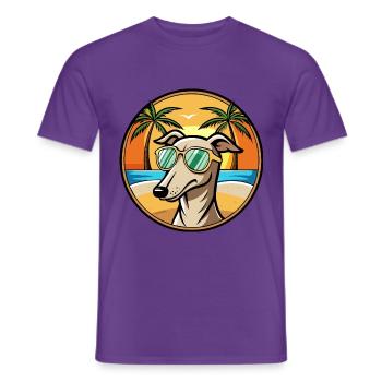 Windhund Hund Rasse Cartoon Sonnenbrille Strand - Männer T-Shirt - Lila - Vorne - AI Model Male 178 light (178cm)
