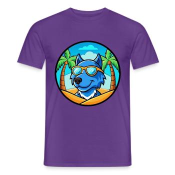Blaue Spitzenhunderasse Cartoon Sonnenbrille Strand - Männer T-Shirt - Lila - Vorne - AI Model Male 178 light (178cm)