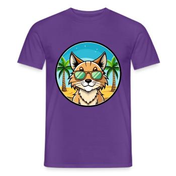 Eurasischer Luchs Katzenrasse Cartoon Sonnenbrille Strand - Männer T-Shirt - Lila - Vorne - AI Model Male 178 light (178cm)