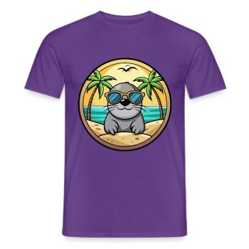 Siegel Lustige Cartoon Sommer Strand Sonnenbrille Aufkleber - Männer T-Shirt - Lila - Vorne - AI Model Male 178 light (178cm)